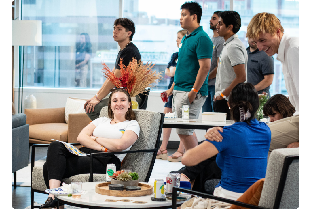 Students socializing at an OIE event
